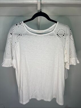 Caslon White Eyelet Raglan Sleeve Tee